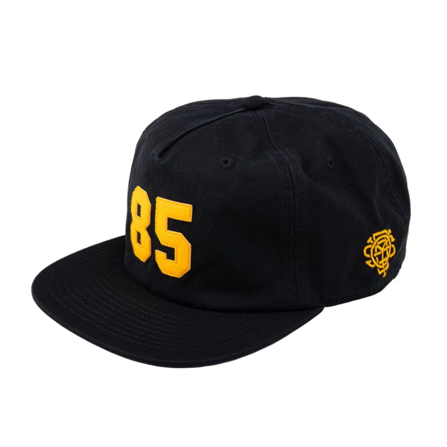 Odyssey '85 5-Panel Hat (Black w/ Golden Rod Felt Applique)
