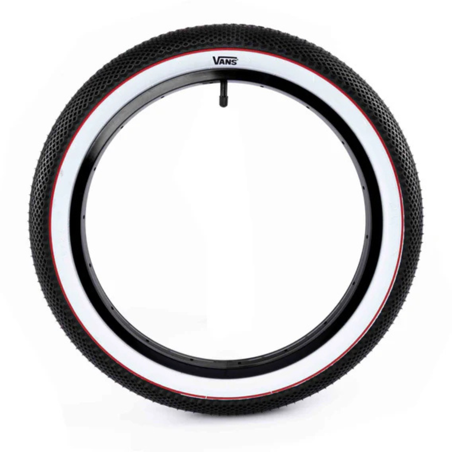 Cult 18" Vans Tyre - Black With White Sidewall And Red Stripe 2.30"