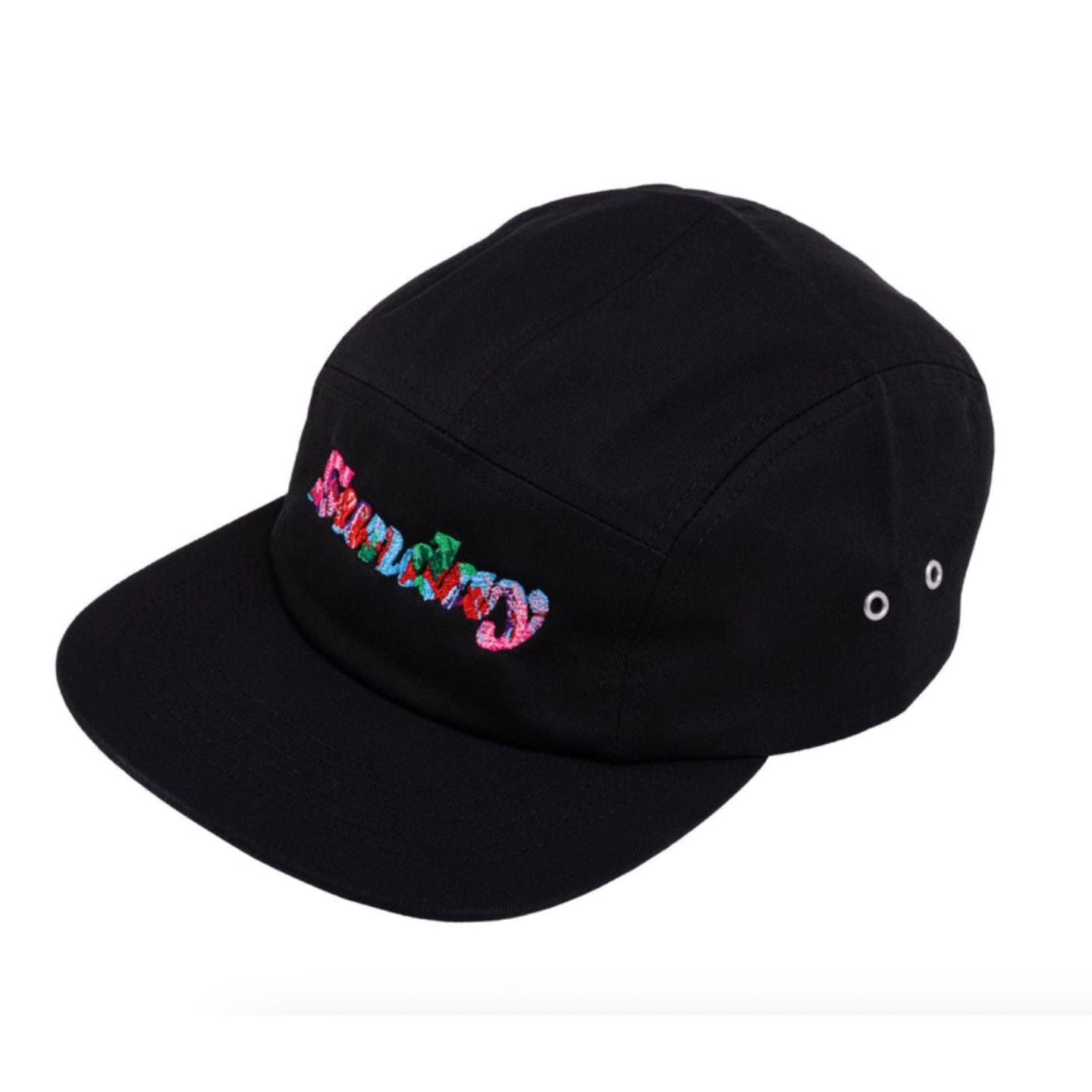 Sunday Classy Scribble 5-Panel Camper Hat (Black w/ Multicolor Embroidery)