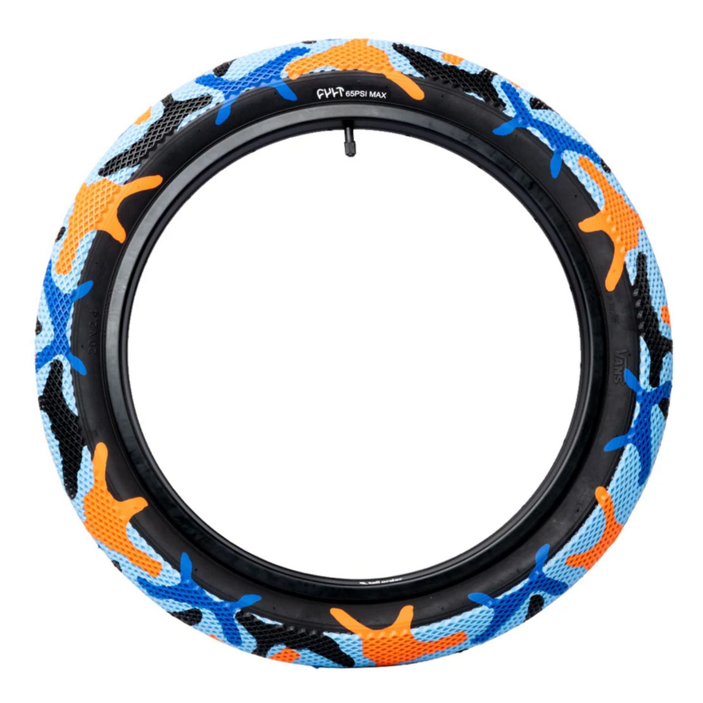 Cult Vans Tyre 20" - Blue / Orange Camo With Black Sidewall 2.40"