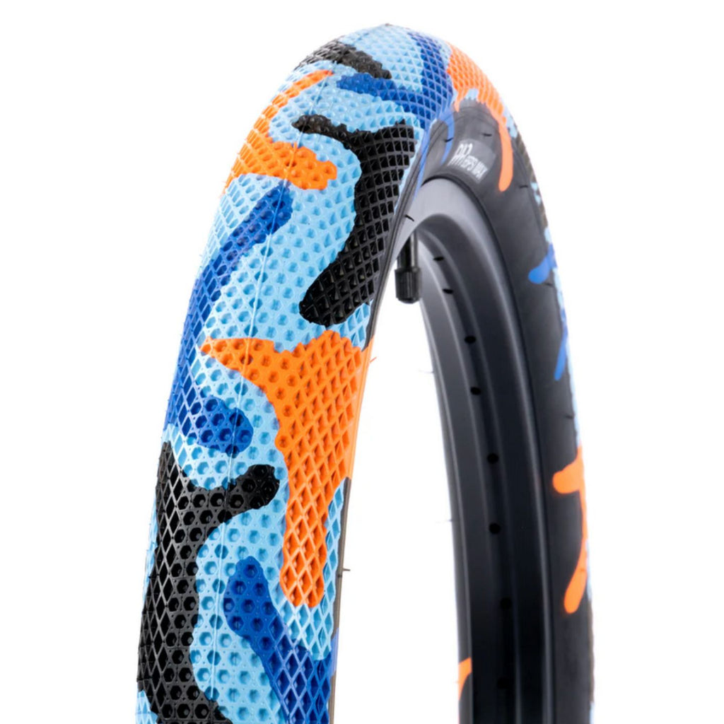 Cult Vans Tyre 20" - Blue / Orange Camo With Black Sidewall 2.40"
