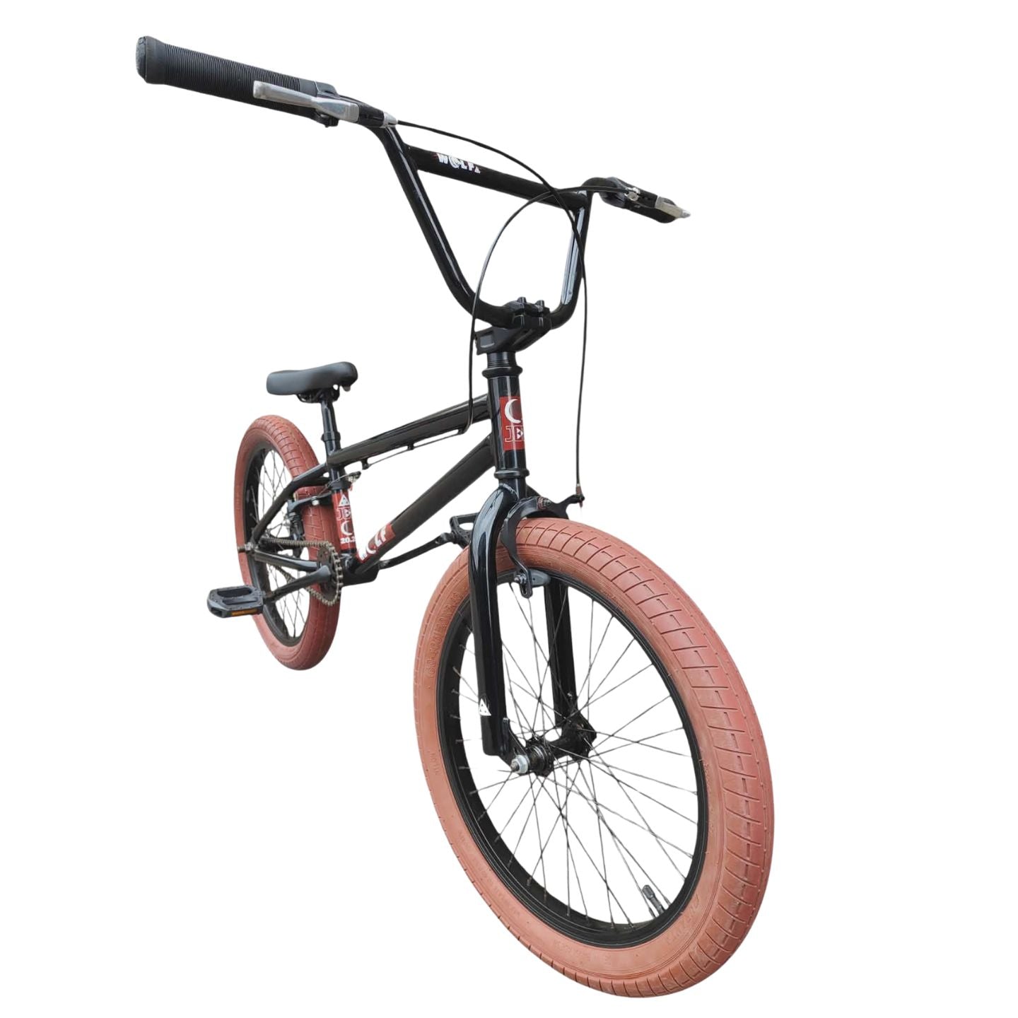 Jet wolf BMX Bike 20.25"TT - Black With Red Tyres ( pre owned )