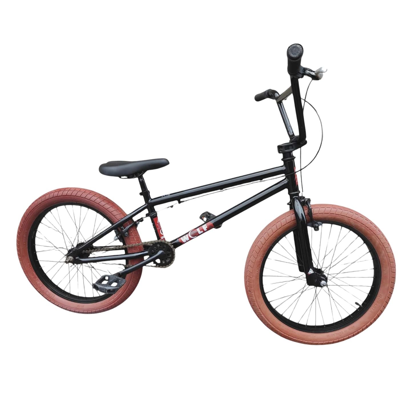 Jet wolf BMX Bike 20.25"TT - Black With Red Tyres ( pre owned )
