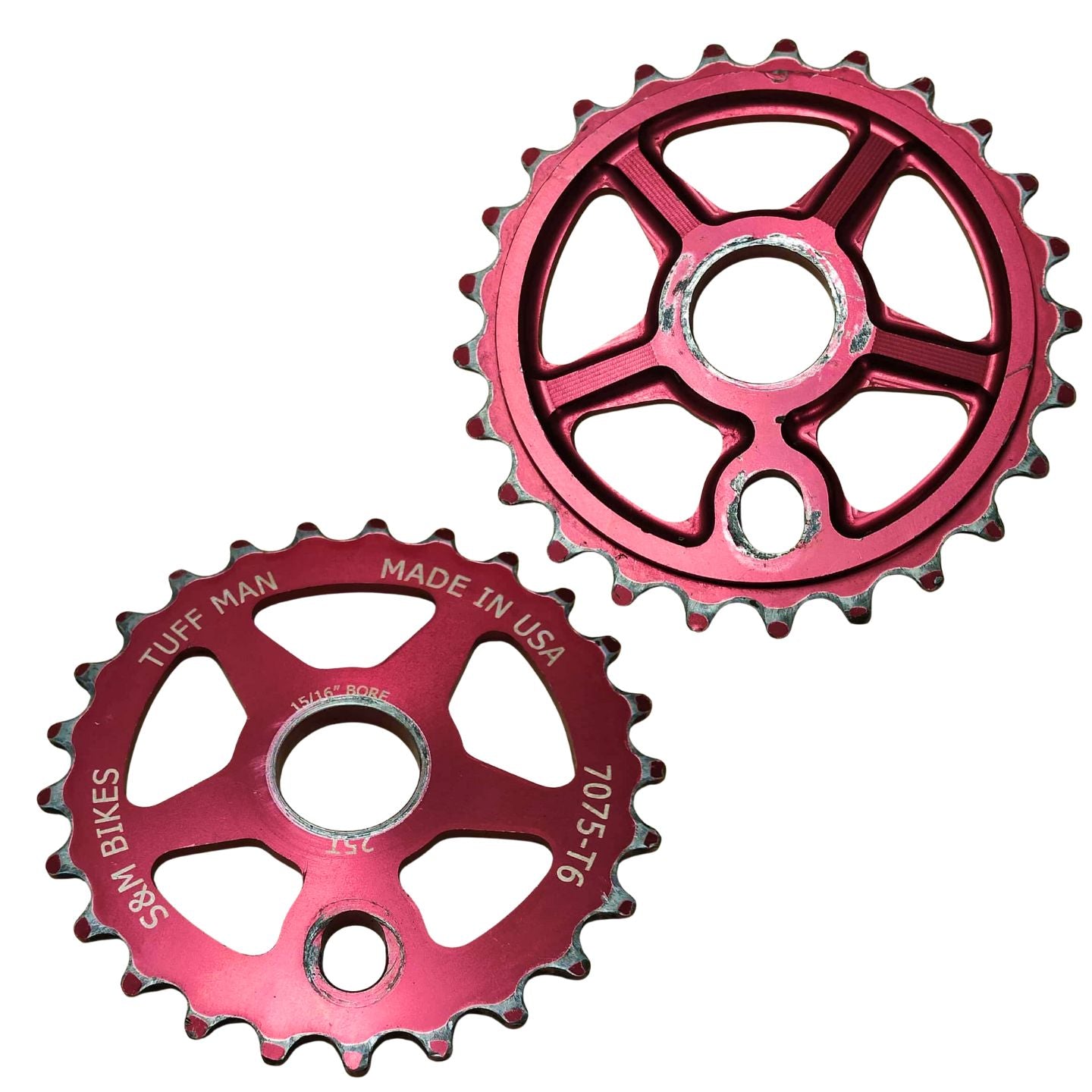 s&m Tuff Man BMX Sprocket 25T - RED Aluminium 7075 ( used )